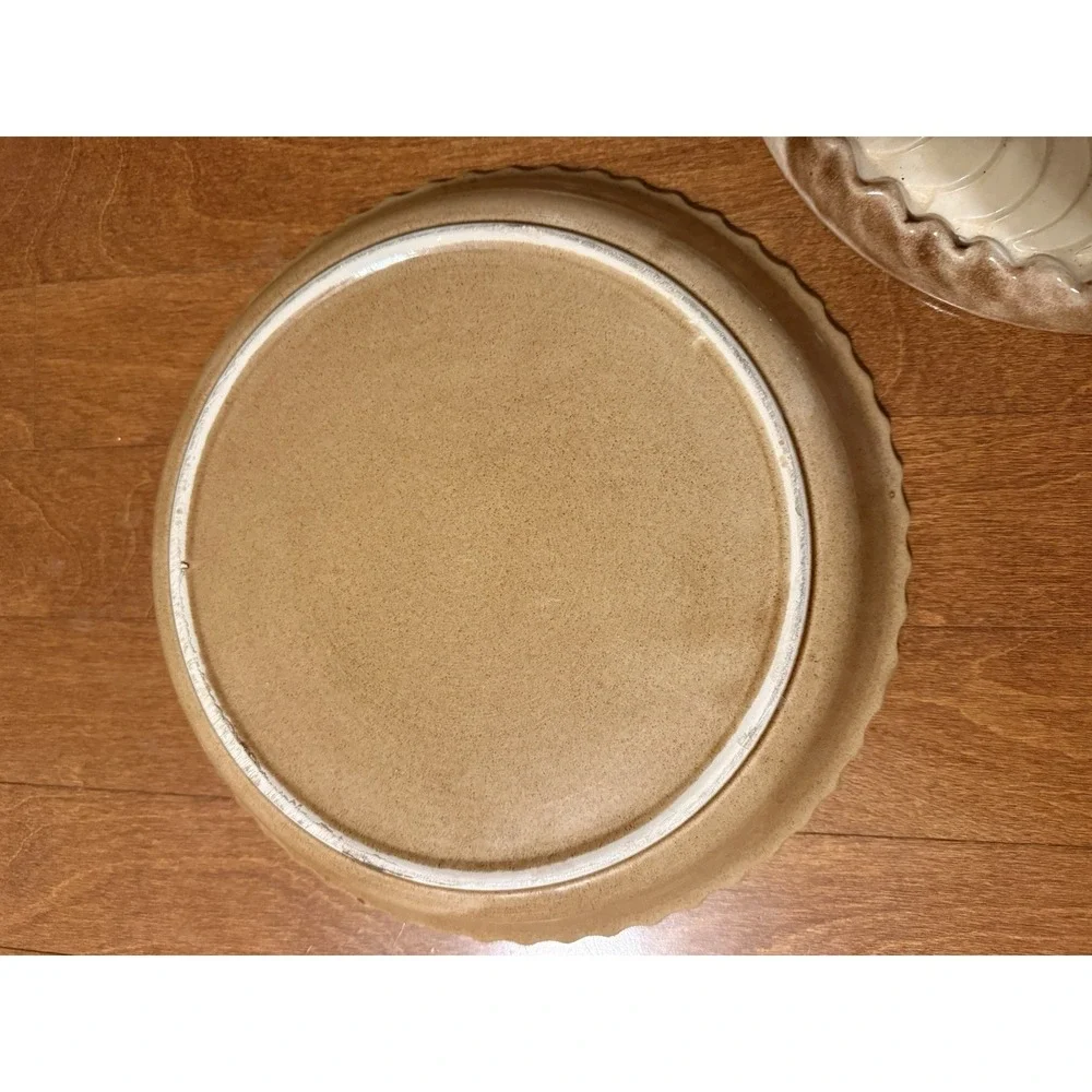 Vintage Ceramic Apple Pie Plate w/ Cover Lid Handed PaintServeware/Bakeware 12x5